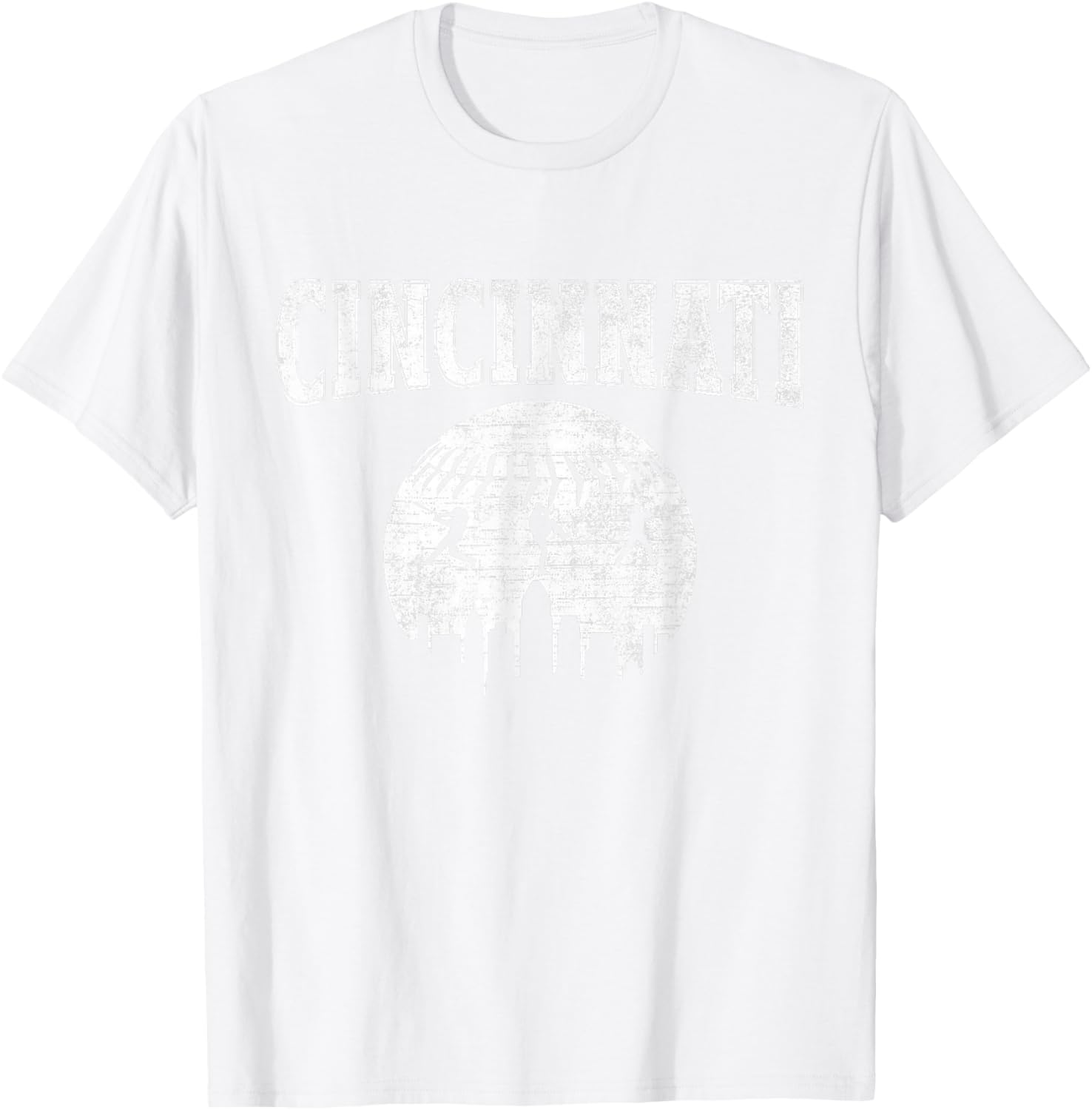 Cincinnati Baseball City Vintage Style Gameday Baseball T-Shirt - T-Shirt | White