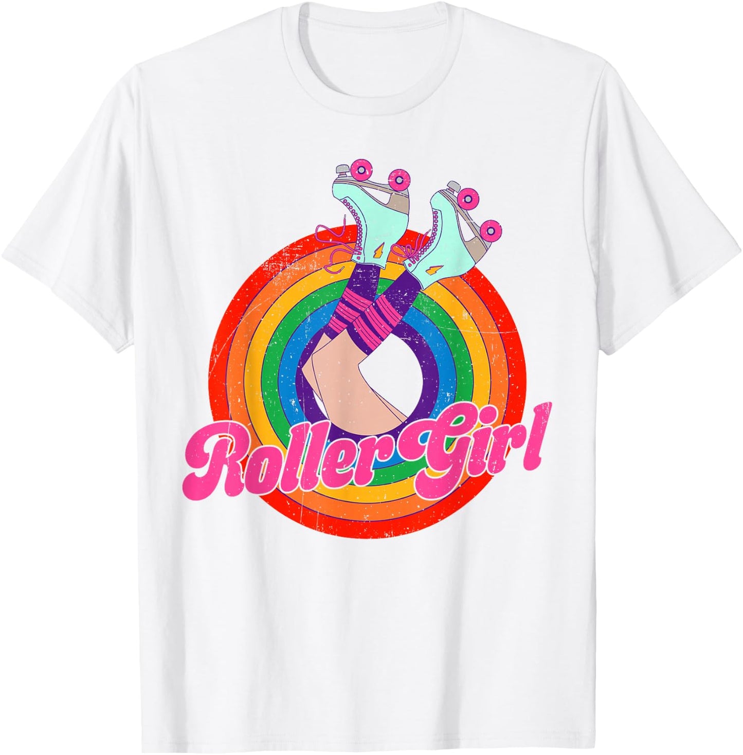 Roller Girl Skating Retro Vintage 70s 80s Skates T-Shirt - T-Shirt | White