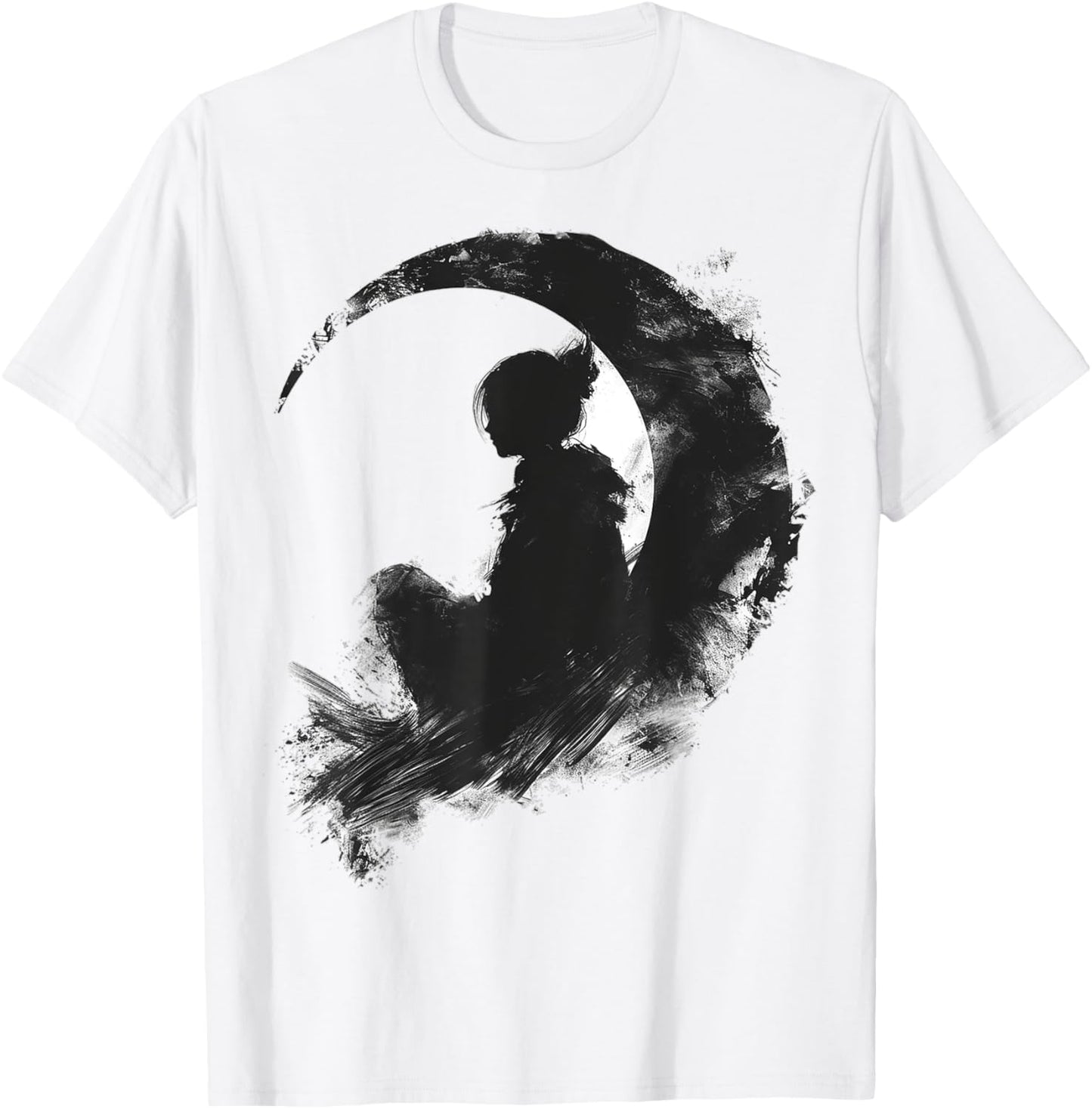 Anime Moon Graphic Art Girl Motif Anime T-Shirt - T-Shirt | White