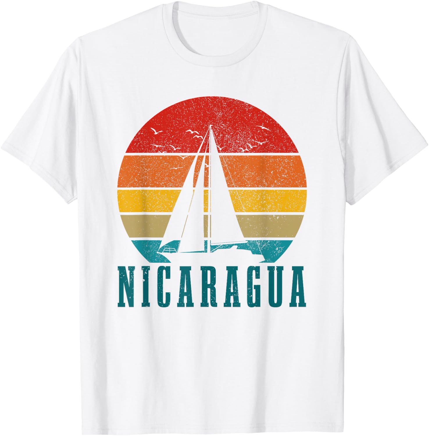Nicaragua Vintage Sailing Souvenir T-Shirt - T-Shirt | White