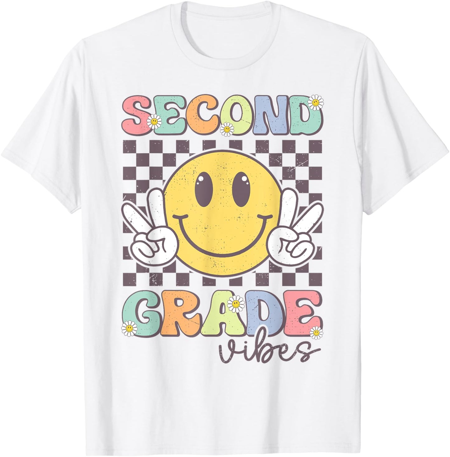 Second Grade Vibes Smile Face 2nd Grade Team Back To School T-Shirt - T-Shirt | White
