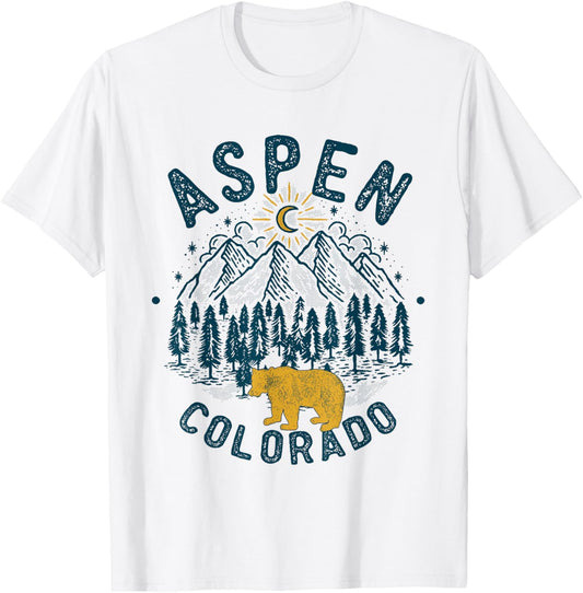 Aspen Colorado CO Mountain Skiing Vintage Aspen Ski T-Shirt - T-Shirt | White