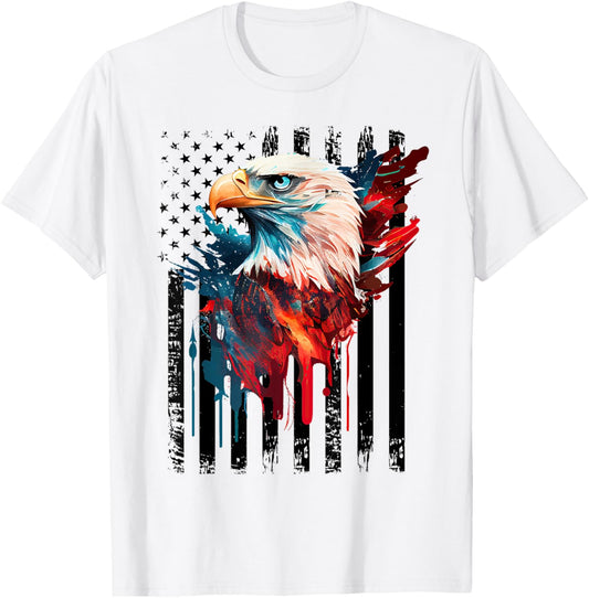 American Flag Eagle Shirt Men Kids Patriots America Eagles T-Shirt - T-Shirt | White