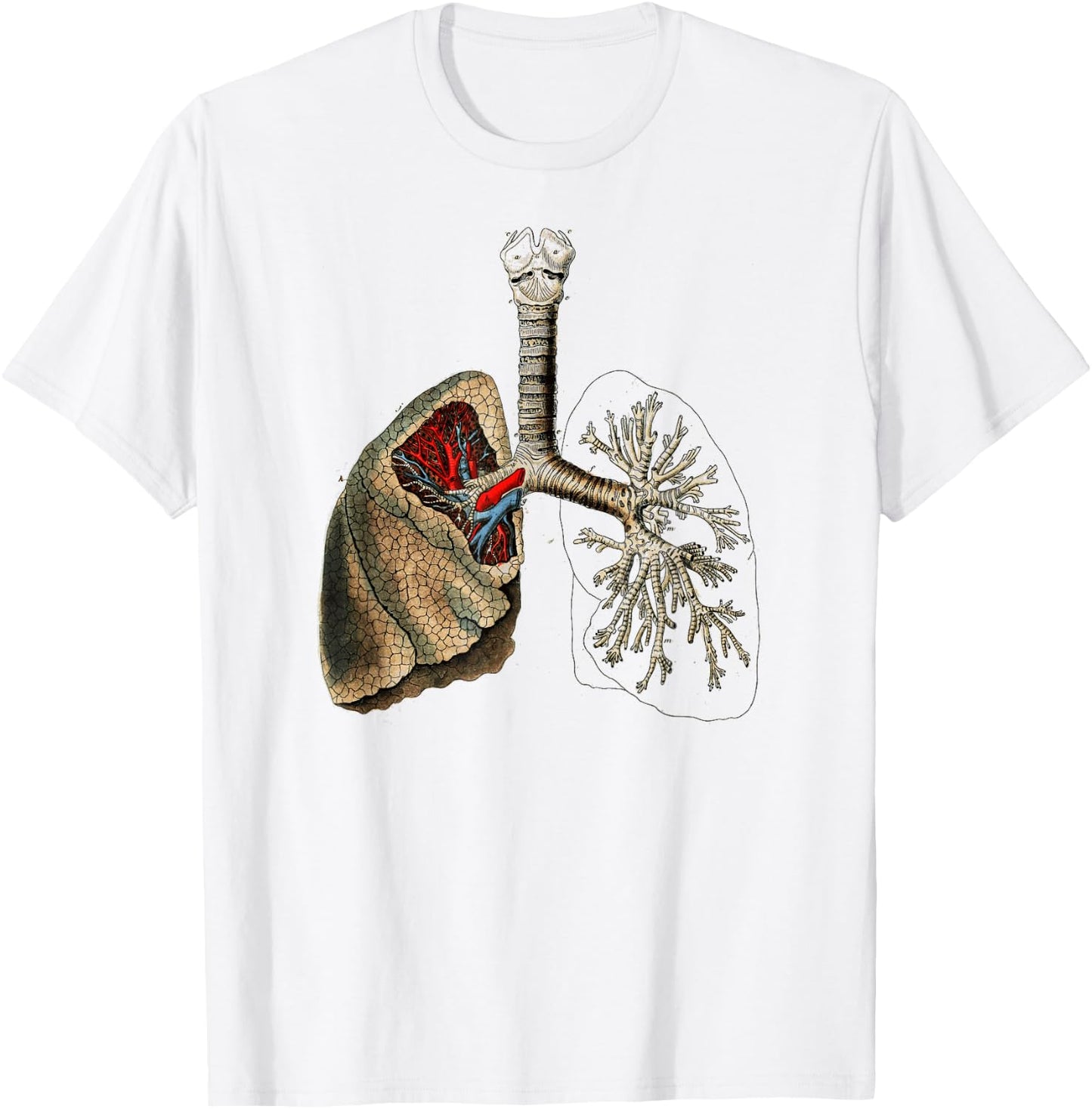 Human Lung Vintage Lung Medical Anatomy T-Shirt - T-Shirt | White