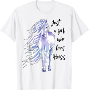 Just A Girl Who Loves Horses Horseback Riding Women Girl T-Shirt - T-Shirt | White
