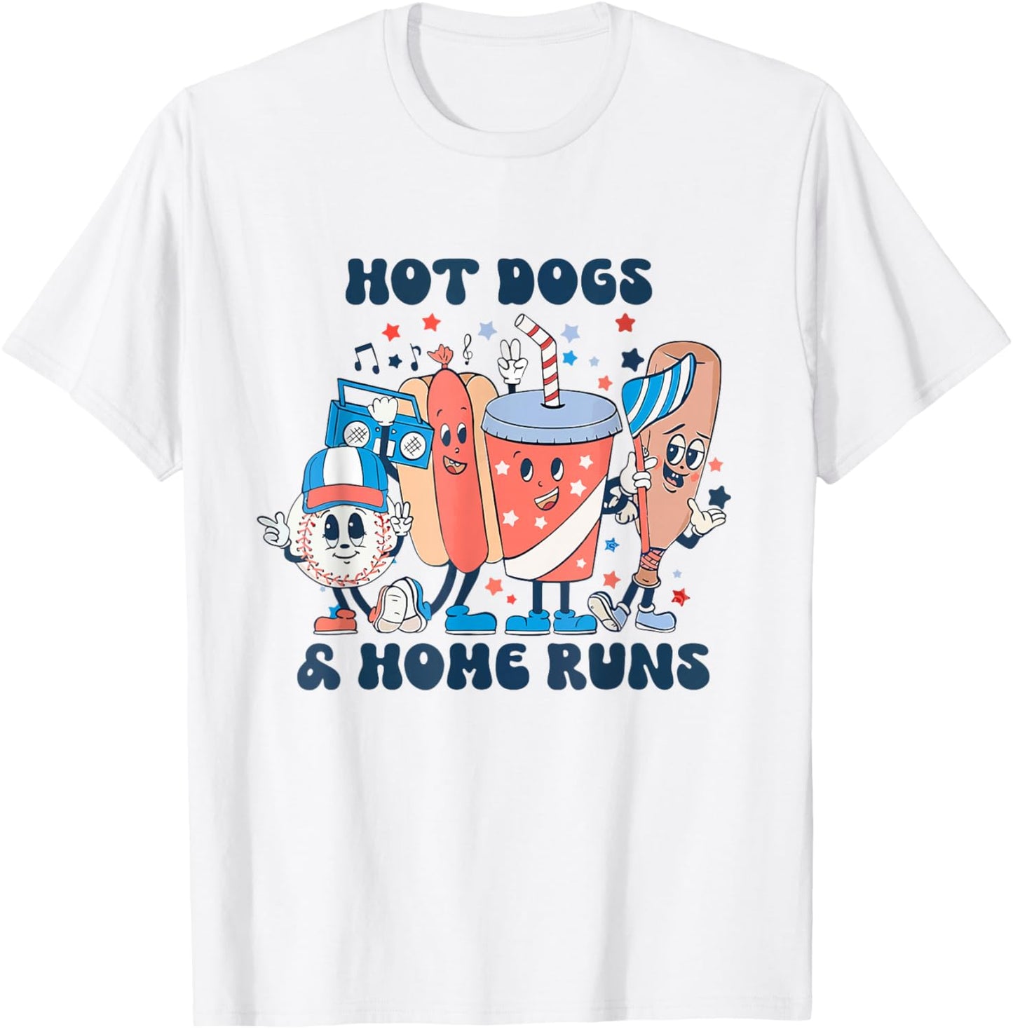 Hot Dogs And Home Runs Hot Dog Baseball Touchdown T-Shirt - T-Shirt | White