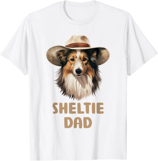 Cute Sheltie Dad Dog Lovers Gift Funny Puppy Sheltie Owner T-Shirt - T-Shirt | White