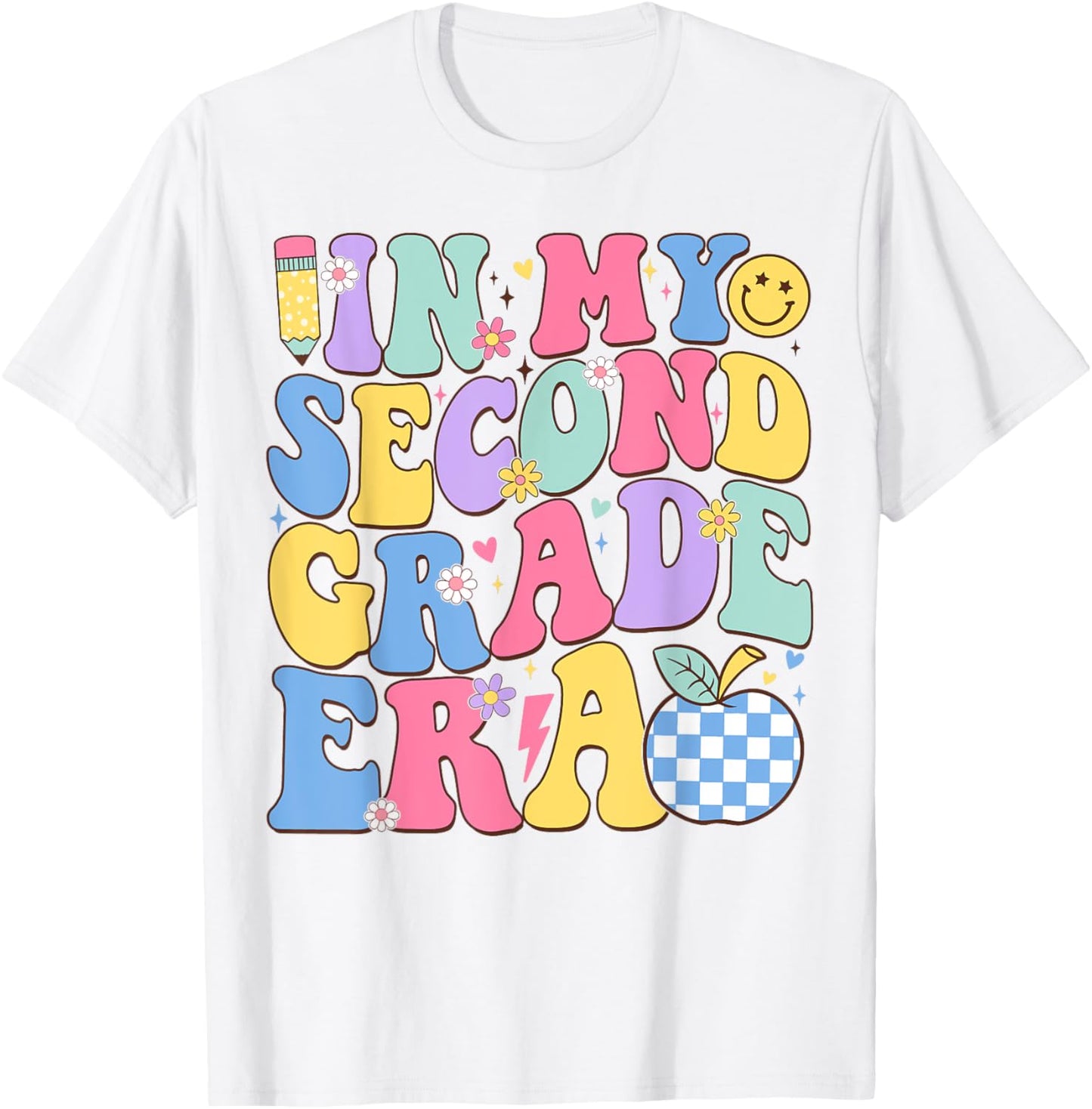 In My Second Grade Era Groovy Back To School Teachers Kids T-Shirt - T-Shirt | White