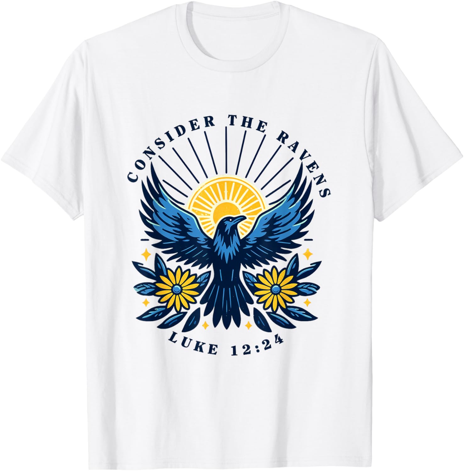 Retro Luke 12:24 Consider The Ravens Christian Bible Verse T-Shirt - T-Shirt | White