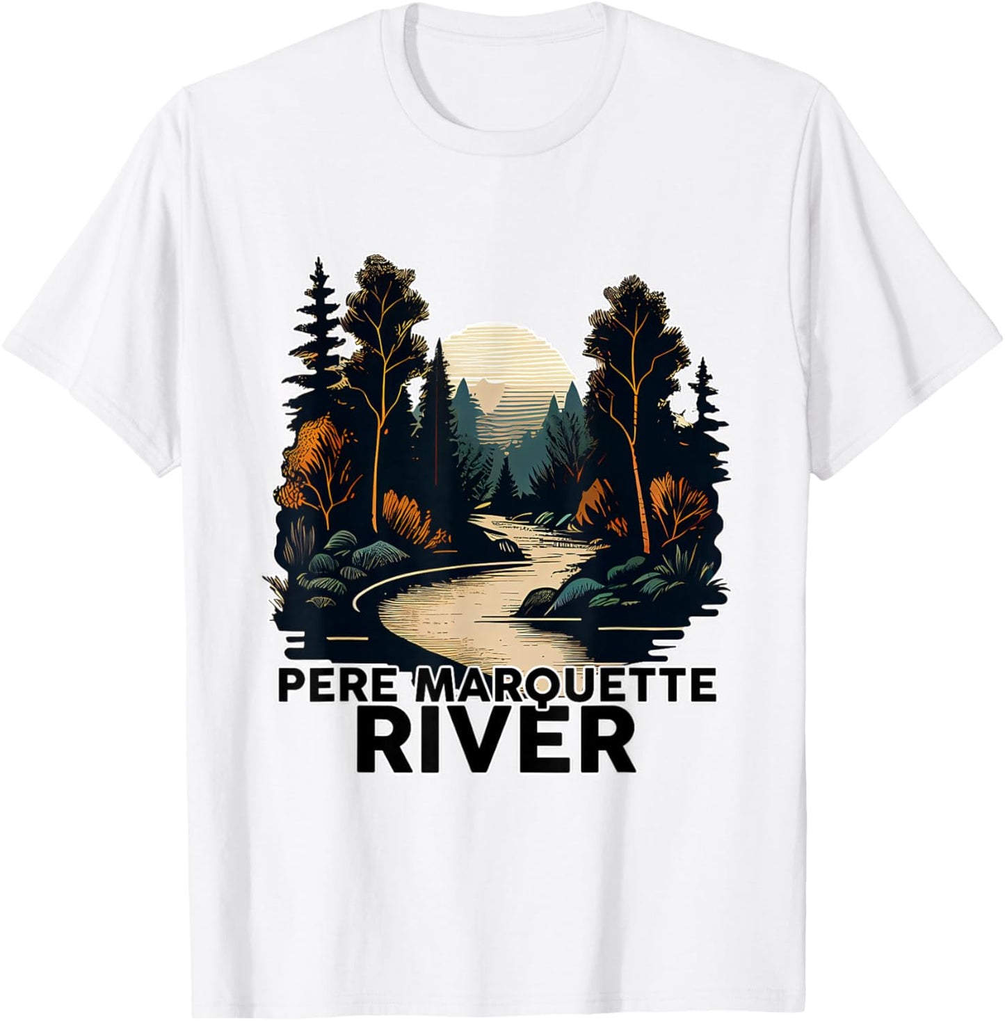 Pere Marquette River Retro River Pere Marquette T-Shirt - T-Shirt | White