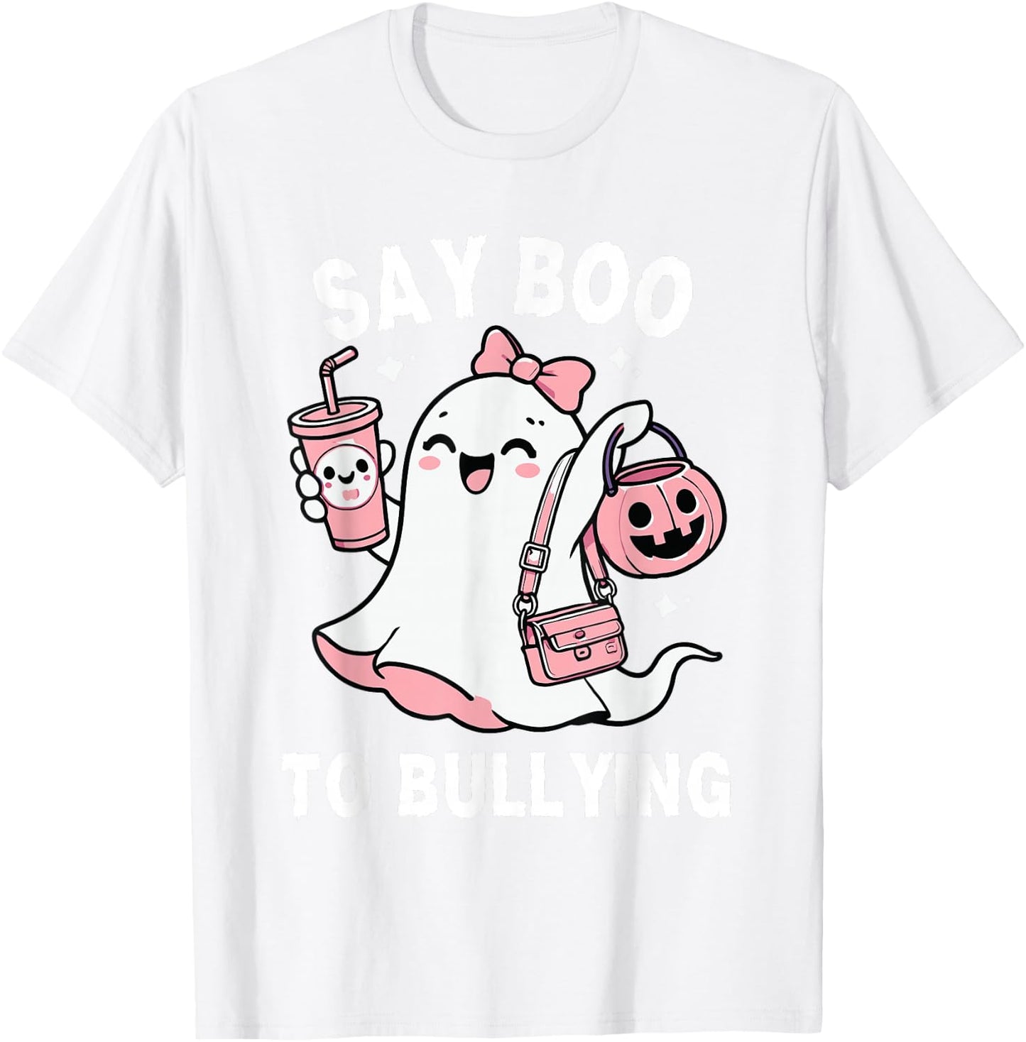 Say Boo To Bullying Orange Anti Bullying Unity Day Halloween T-Shirt - T-Shirt | White