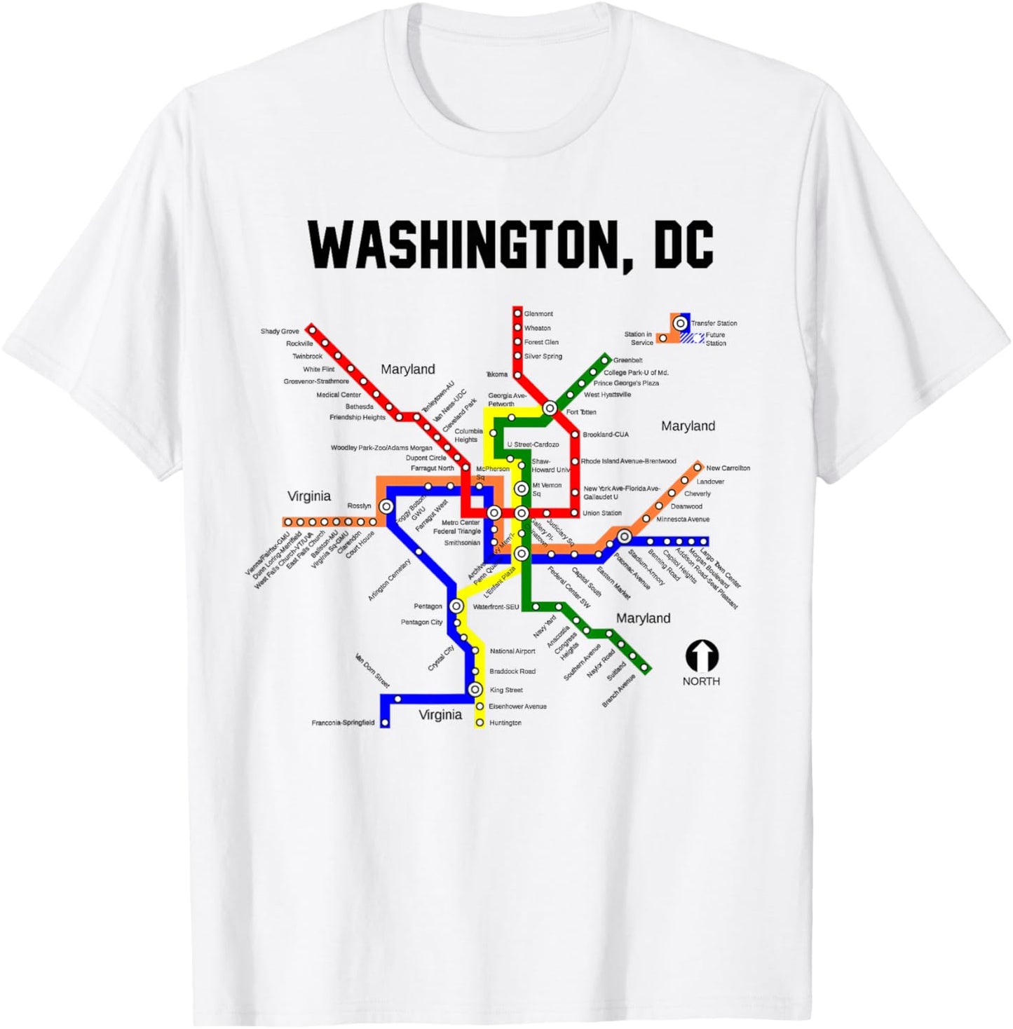 Metro Map Washington D.C.Vacation Cherry Blossom Capitol T-Shirt - T-Shirt | White