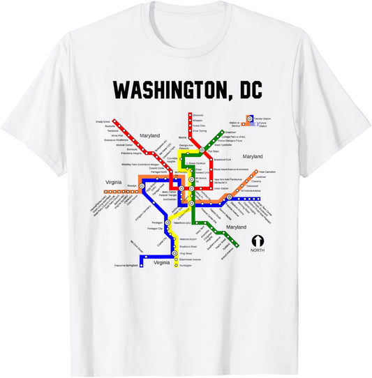 Metro Map Washington D.C.Vacation Cherry Blossom Capitol T-Shirt - T-Shirt | White