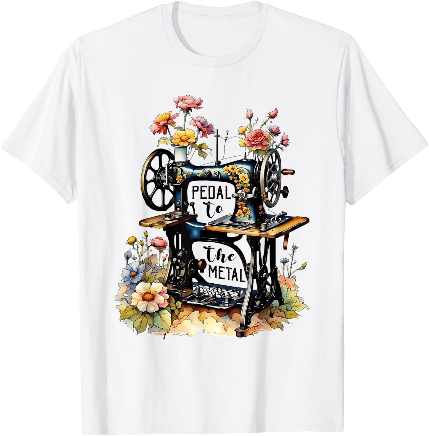 Funny Quilting Sewing Pedal To The Metal Sewing Machine T-Shirt - T-Shirt | White