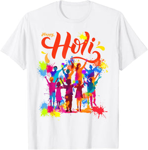 Happy Holi Festival Outfit India Hindu Men Kids T-Shirt - T-Shirt | White