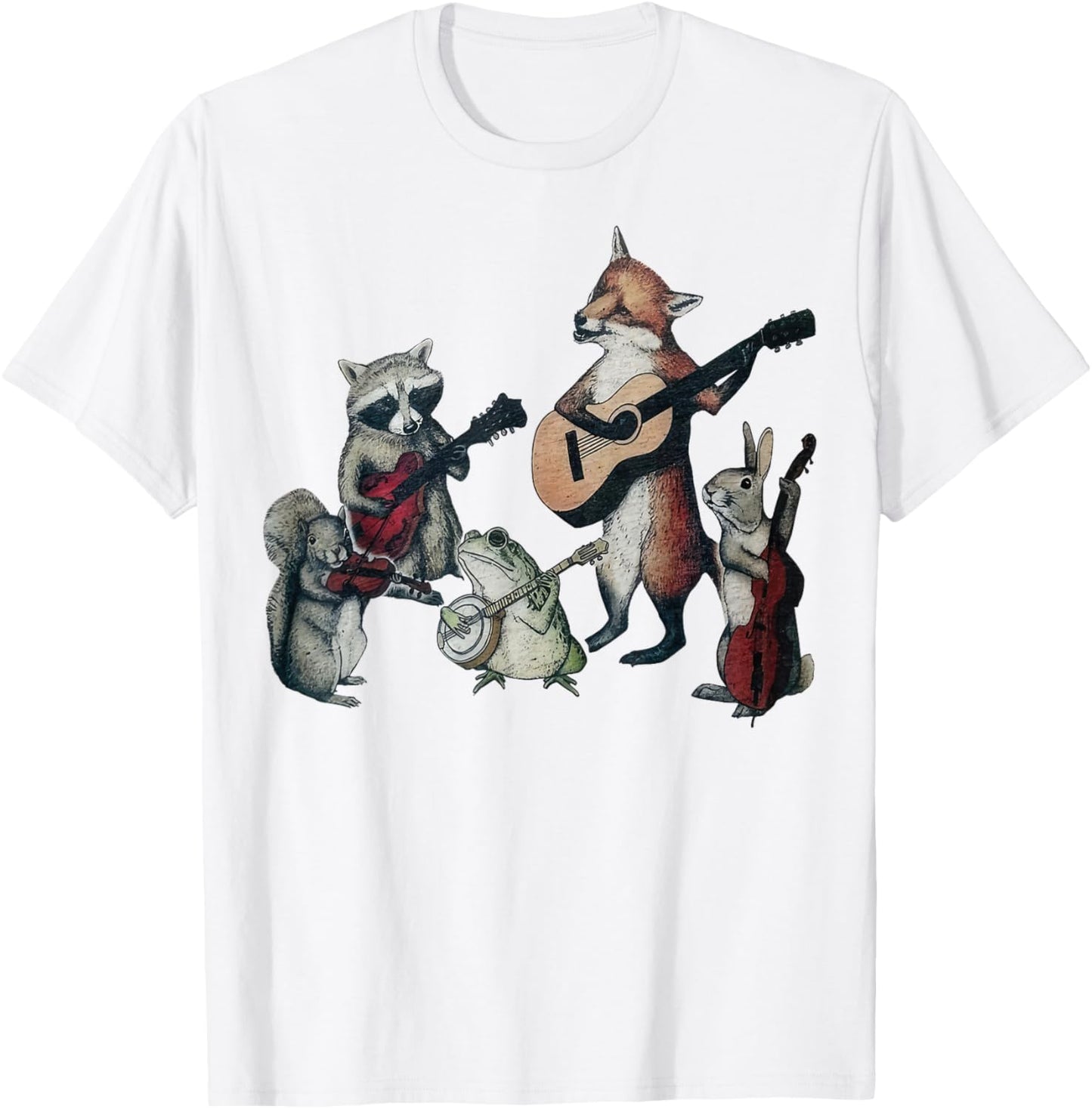 Bluegrass Animal Band Geeky Musical Vintage T-Shirt - T-Shirt | White