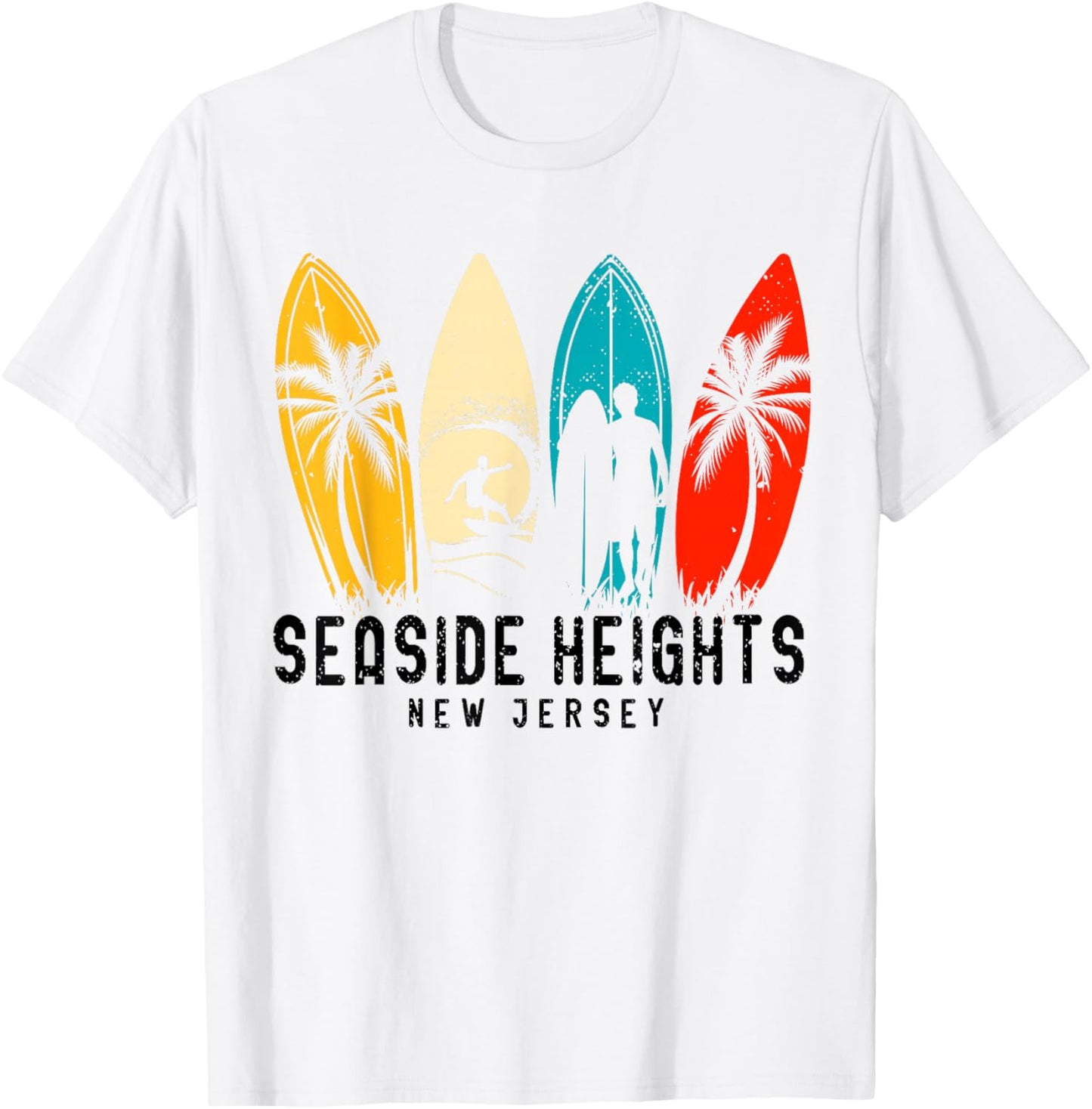 Vintage New Jersey Seaside Heights Surfboarder T-Shirt - T-Shirt | White