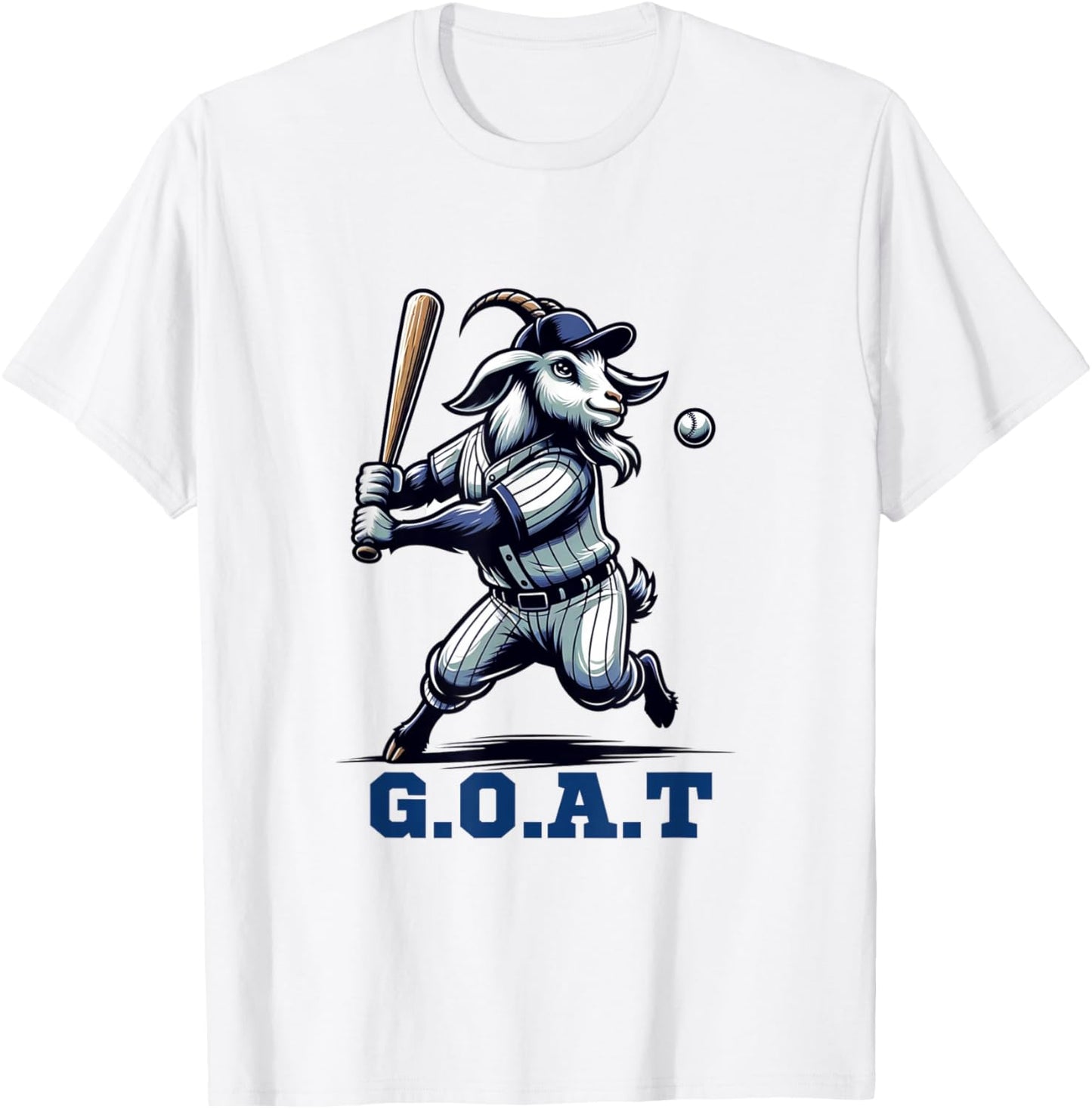 G.O.A.T. Goat Greatest Baseball Player Funny T-Shirt - T-Shirt | White