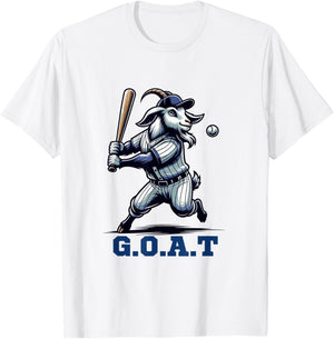 G.O.A.T. Goat Greatest Baseball Player Funny T-Shirt - T-Shirt | White