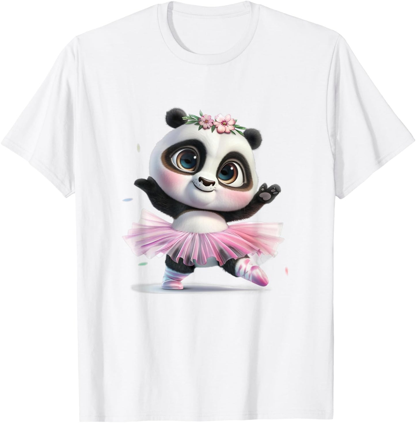 A Cute Panda Dancing Ballet In A Pink Dress T-Shirt - T-Shirt | White