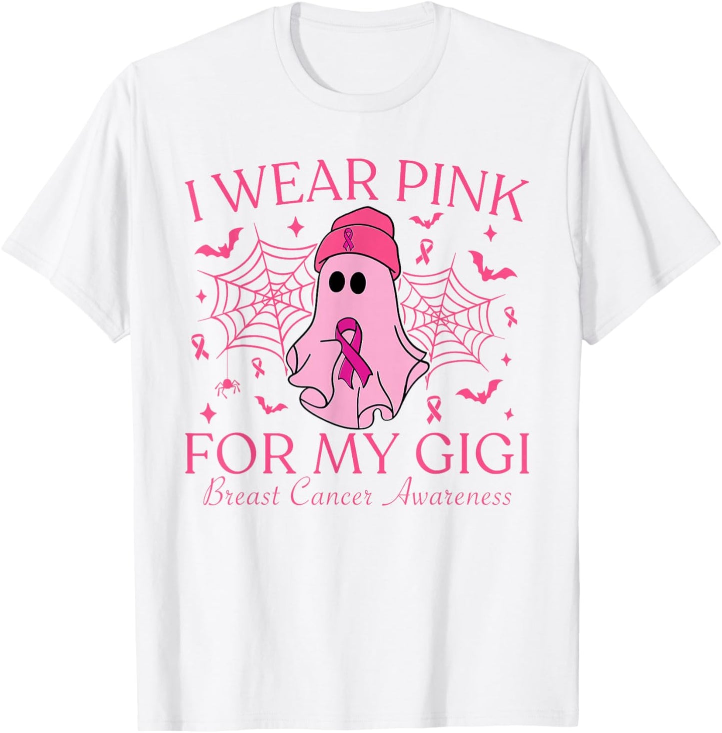 I Wear Pink For My Gigi Halloween Breast Cancer Women T-Shirt - T-Shirt | White