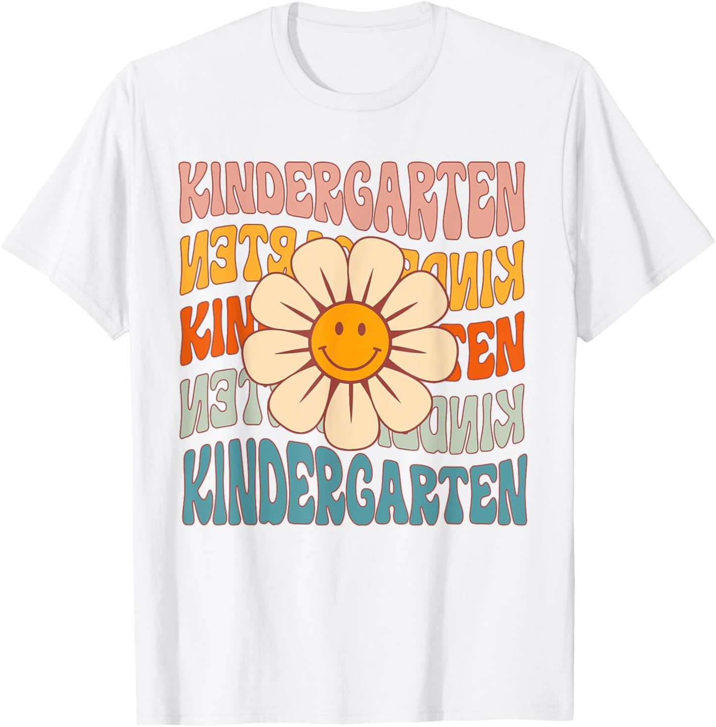 Retro Kindergarten Daisy Colorful Back To School Student Kid T-Shirt - T-Shirt | White