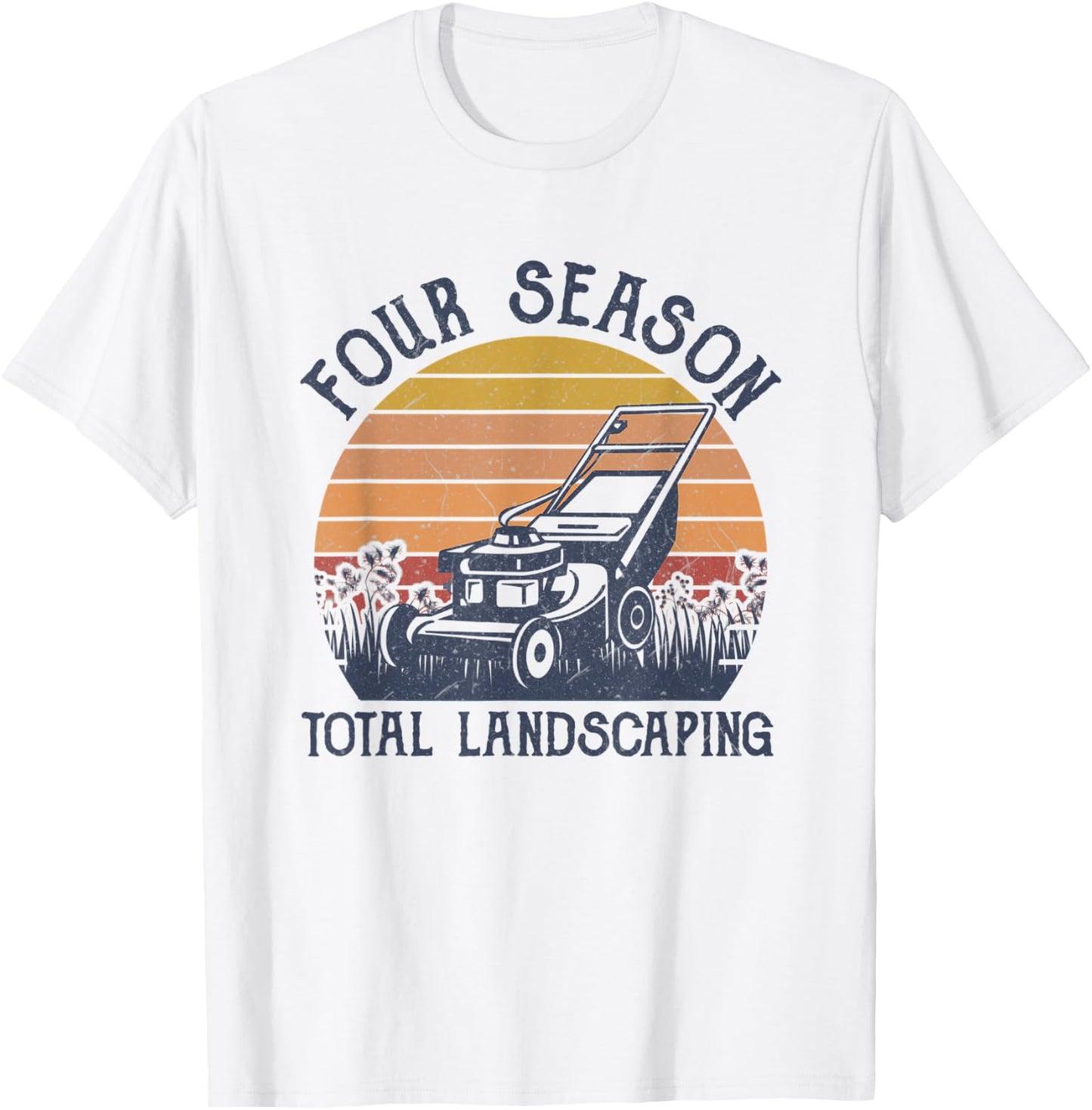 Four Season Total Landscaping Vintage Sunset Graphic Novelty T-Shirt - T-Shirt | White