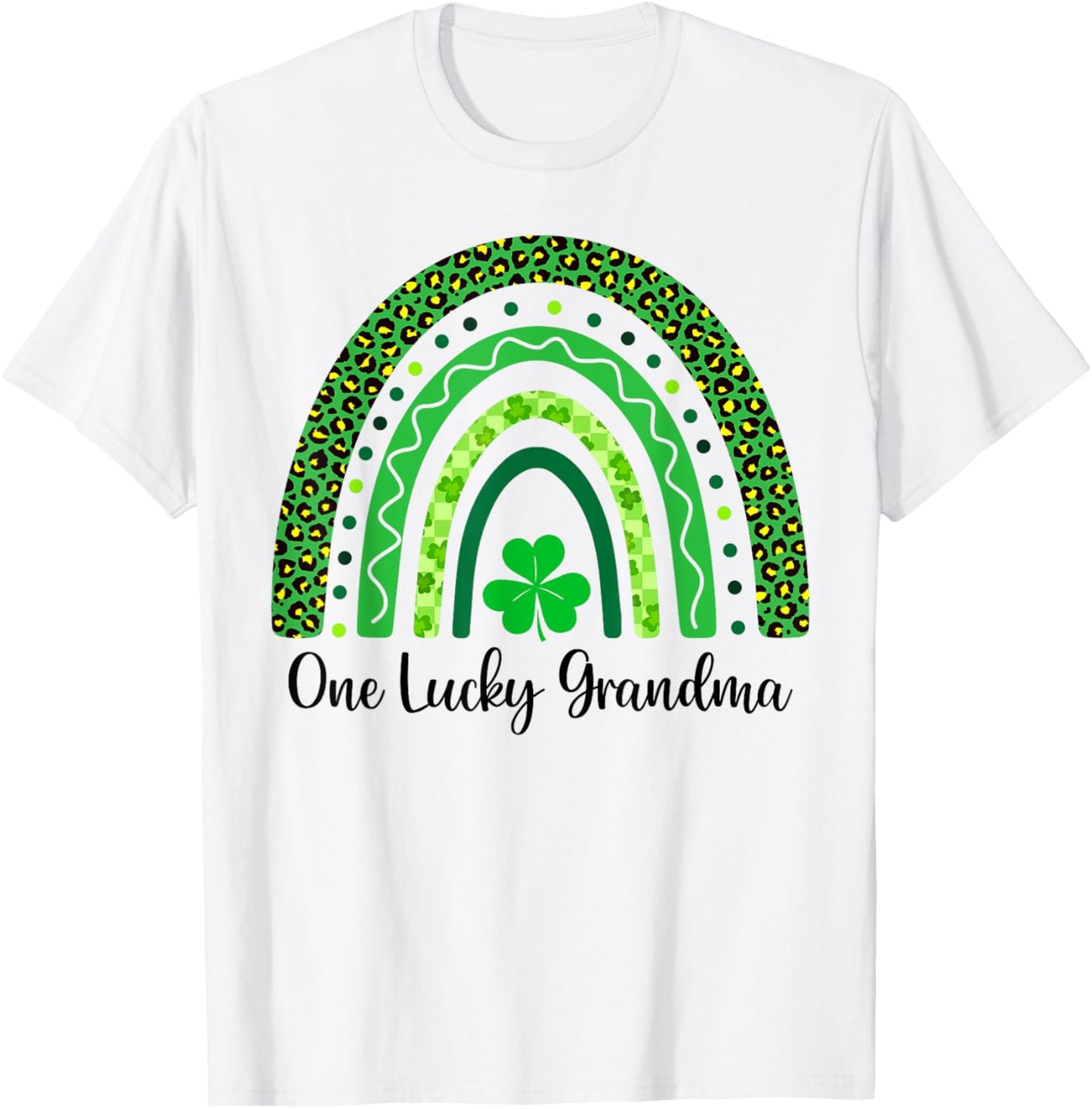 One Lucky Grandma St Patrick’s Day Rainbow Shamrock Irish T-Shirt - T-Shirt | White