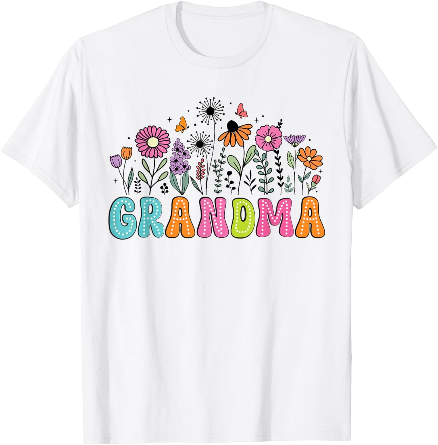 Groovy Wildflower Grandma Floral Grandma Mother's Day T-Shirt - T-Shirt | White