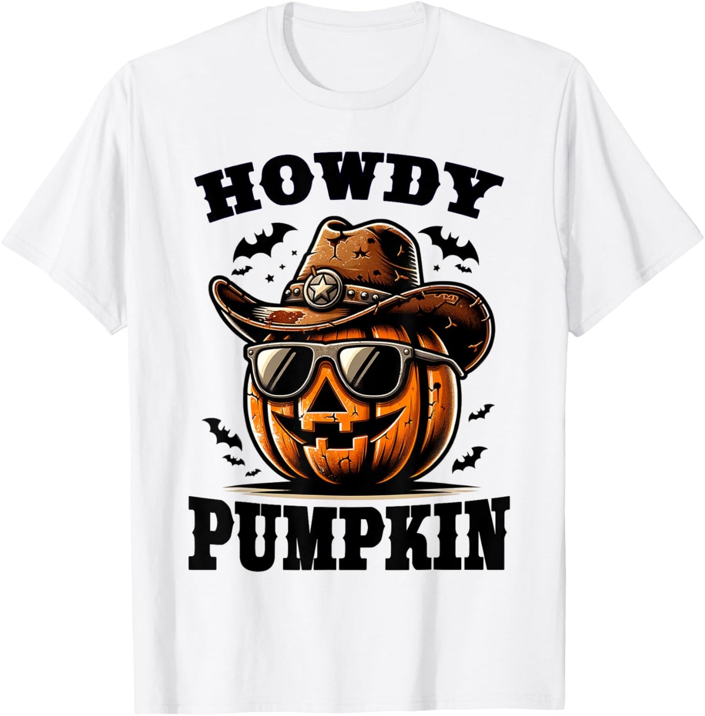 Howdy Pumpkin Western Halloween T-Shirt - T-Shirt | White