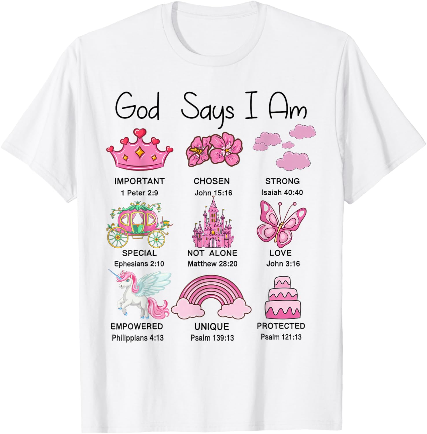 Christian Girls God Say I Am Princess Cute Jesus Bible Verse T-Shirt - T-Shirt | White