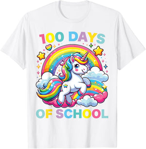 100 Days of School Unicorn Girls Teacher 100th Day of School T-Shirt - T-Shirt | White