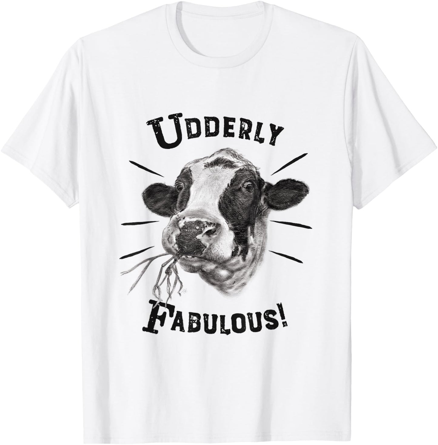 Funny Pun Utterly Fabulous Holstein Cow T-Shirt - T-Shirt | White