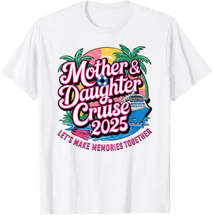 Cruise Squad Friend Family Matching Group Reunion Mother Daughter 1st Cruise 2025 Girls Trip -Child Blue Small Tropical Short Sleeve T-Shirt - T-Shirt | White