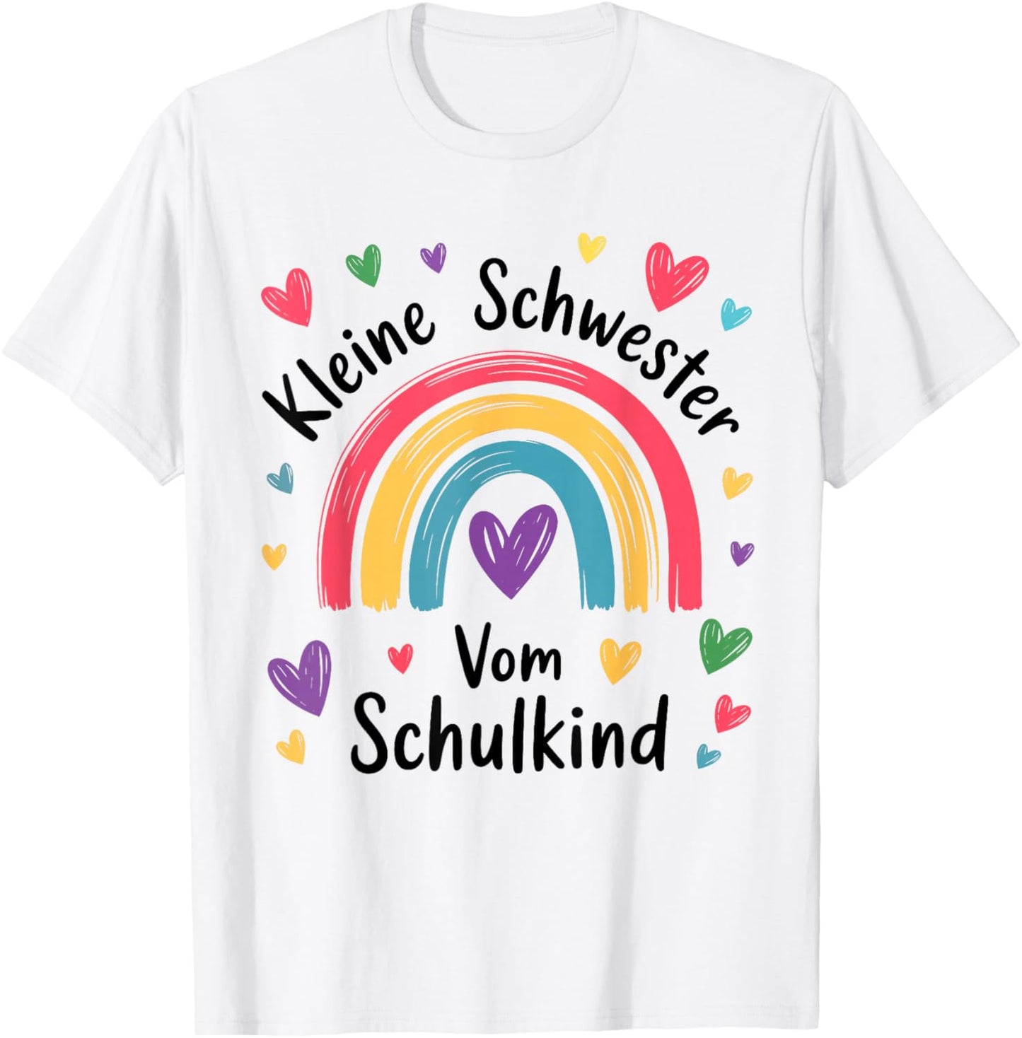 Kleine Schwester vom Schulkind Regenbogen Geschwister Kinder T-Shirt - T-Shirt | White