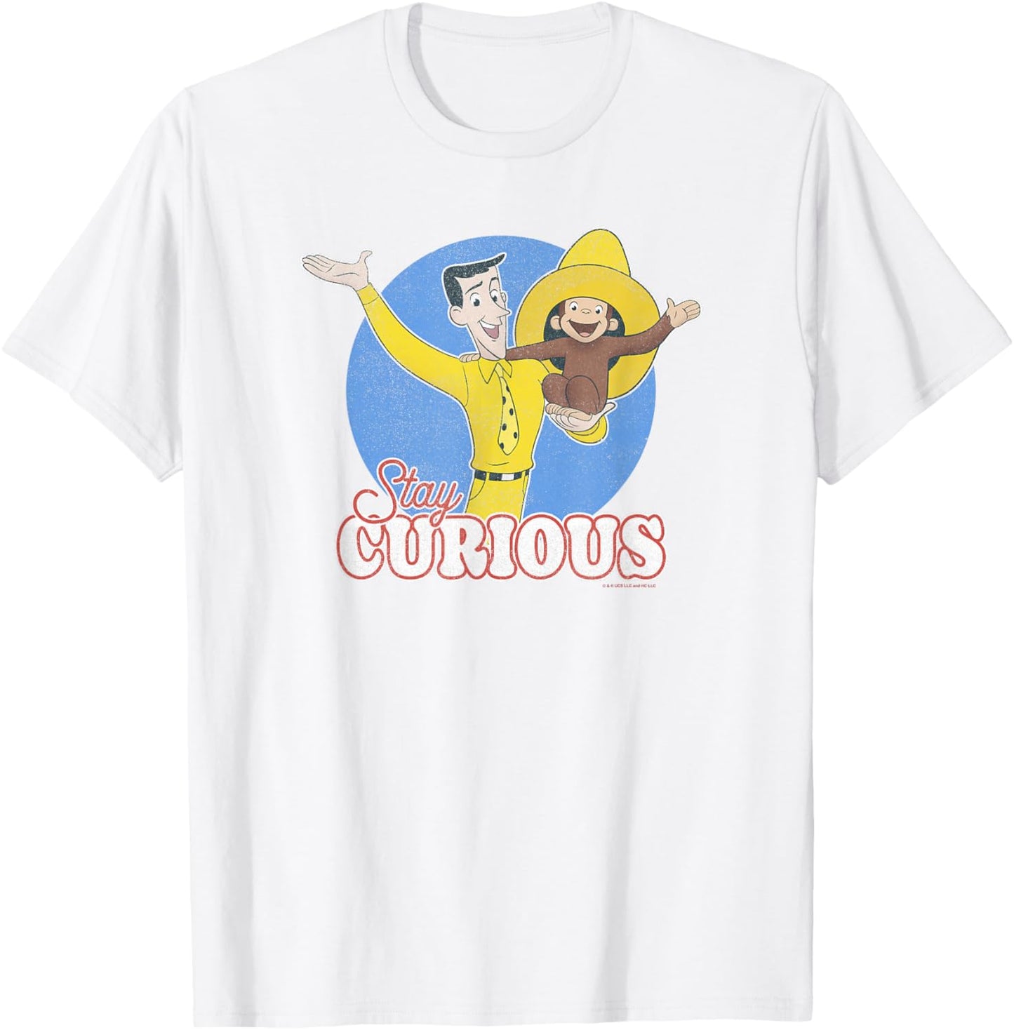 Curious George Stay Curious Yellow Hat Poster T-Shirt - T-Shirt | White