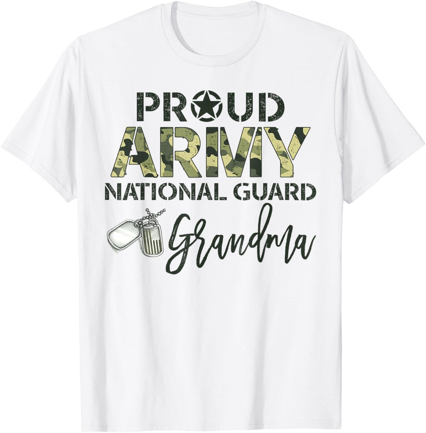 Proud Army National Guard Grandma Military Family Matching T-Shirt - T-Shirt | White