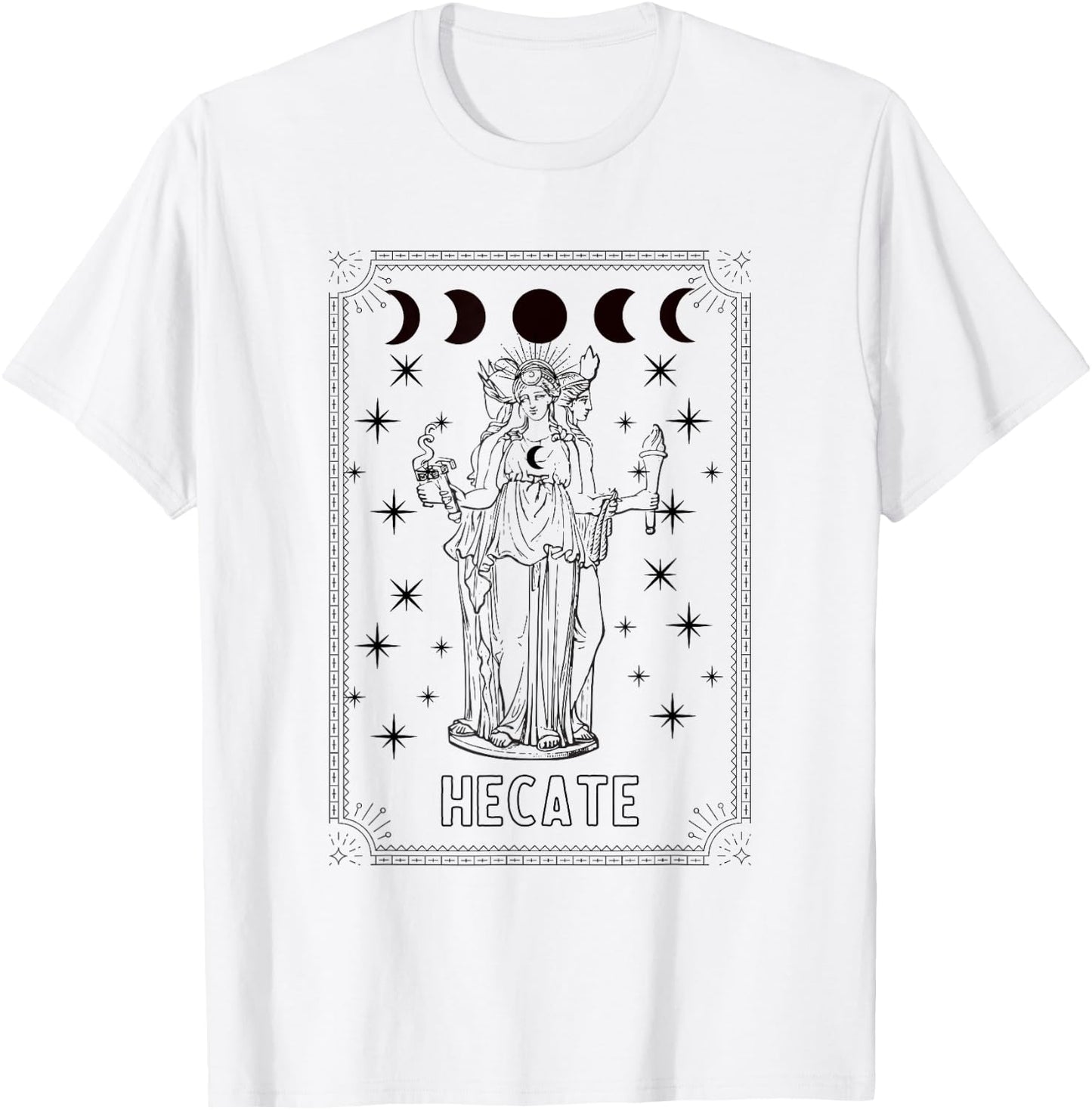 Triple Moon Goddess Hecate Tarot Card Wiccan Pagan Witch T-Shirt - T-Shirt | White
