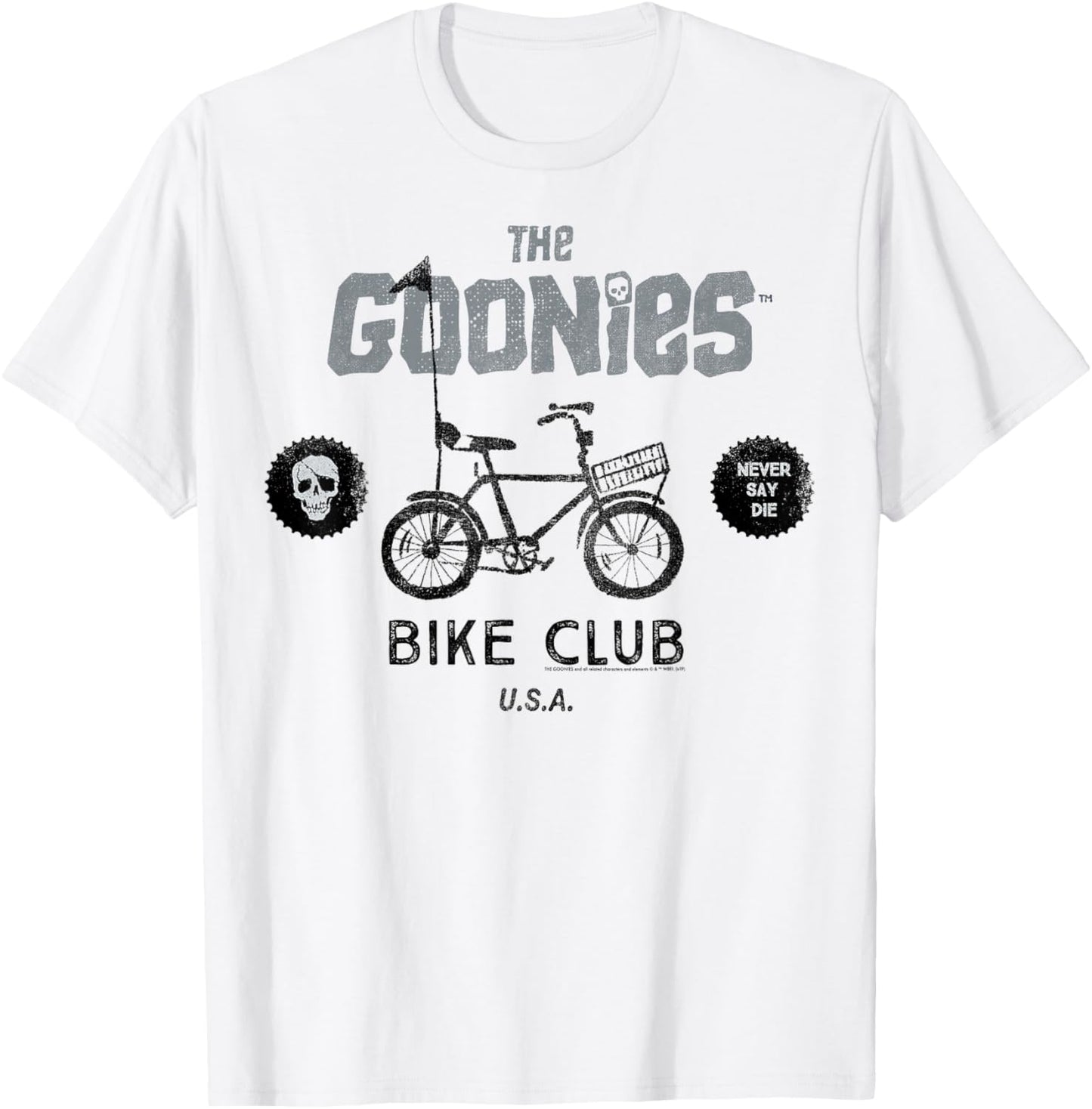 The Goonies Bike Club Never Say Die Text T-Shirt - T-Shirt | White