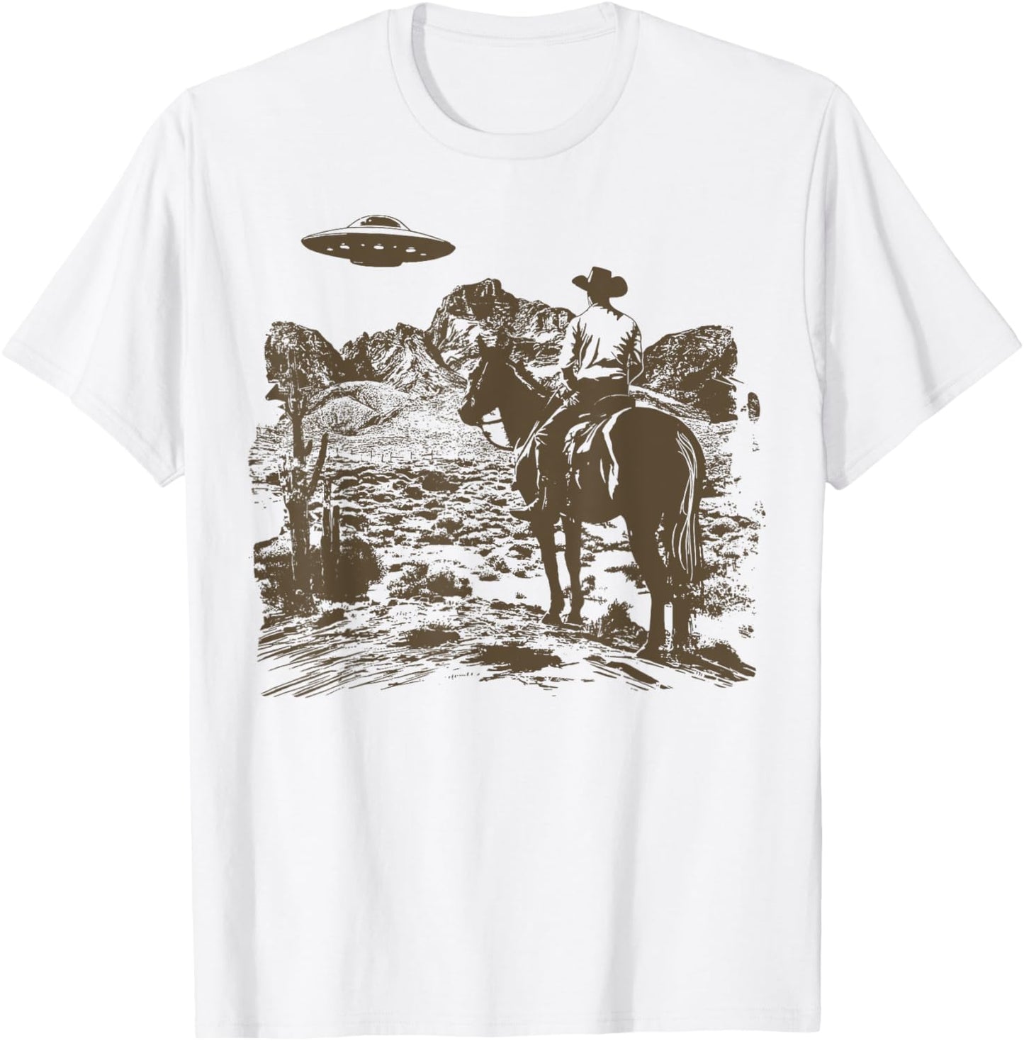 Ufo Western Cowboy T-Shirt - T-Shirt | White