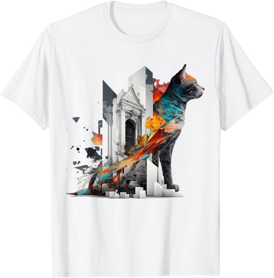 Cat Architecture Colourful Animal Pet Art Cat Men Women Kids T-Shirt - T-Shirt | White