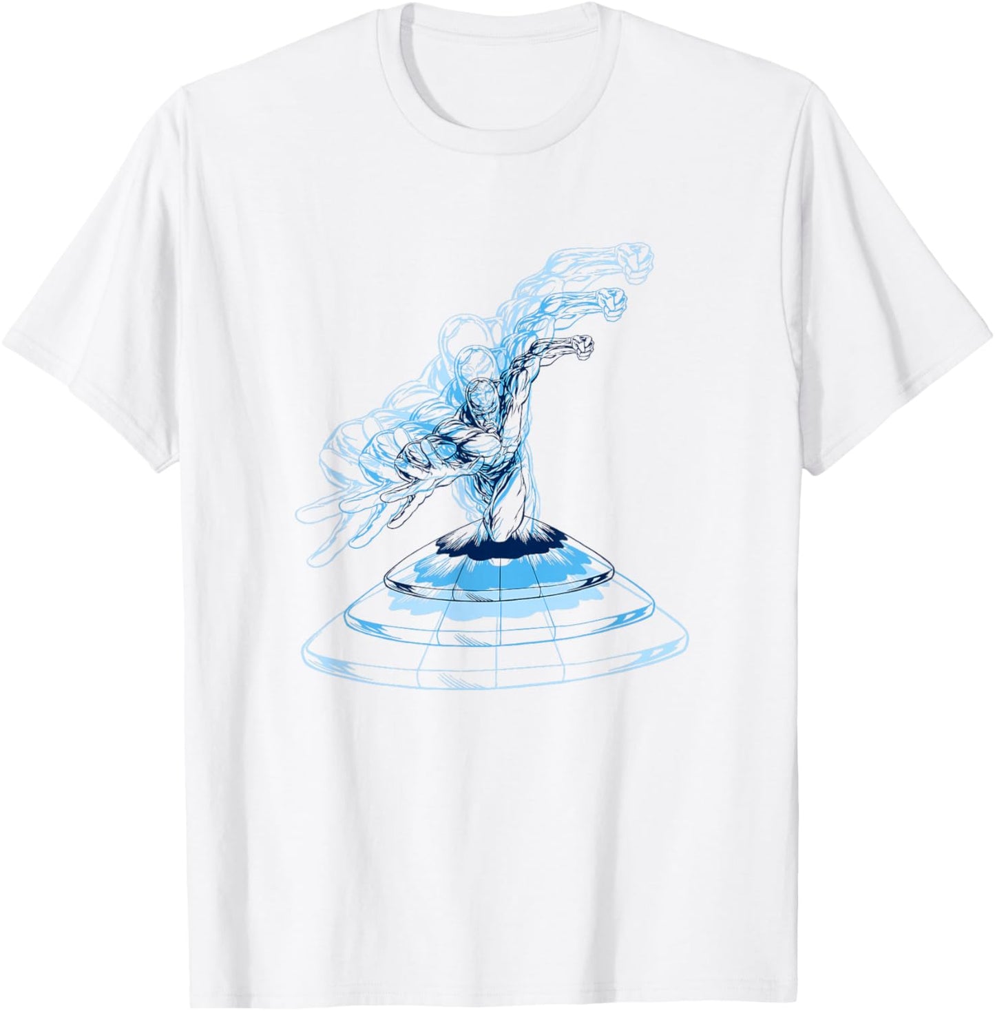Marvel Comics Retro Classic Silver Surfer Illusion Big Logo T-Shirt - T-Shirt | White