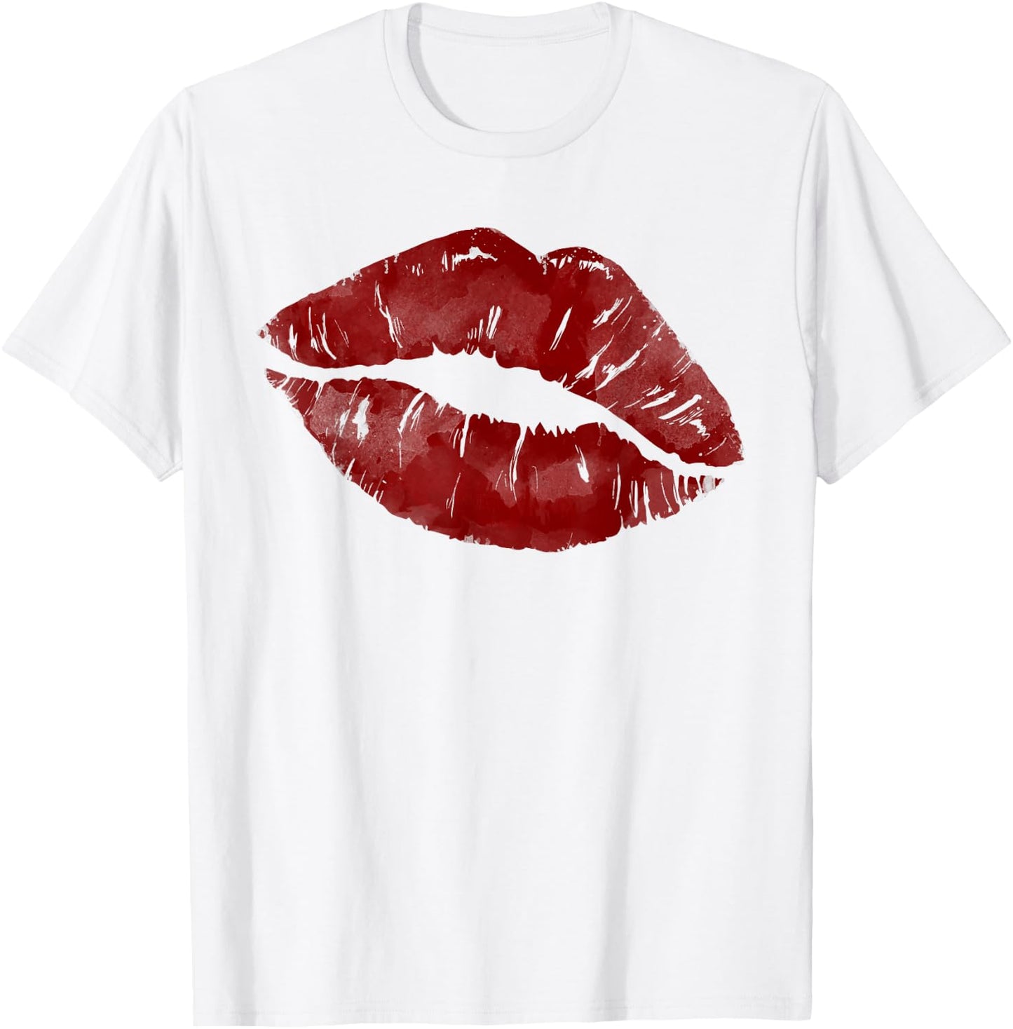 Sexy Red Hot Moist Lips Print Lipstick Kiss Me Clip Art T-Shirt - T-Shirt | White