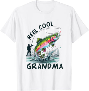 Reel Cool Grandma Birthday Party Fishing Matching Family T-Shirt - T-Shirt | White