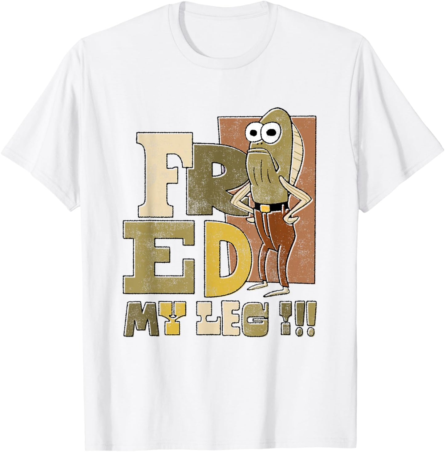 SpongeBob SquarePants Fred My Leg!!! Distressed Portrait T-Shirt - T-Shirt | White
