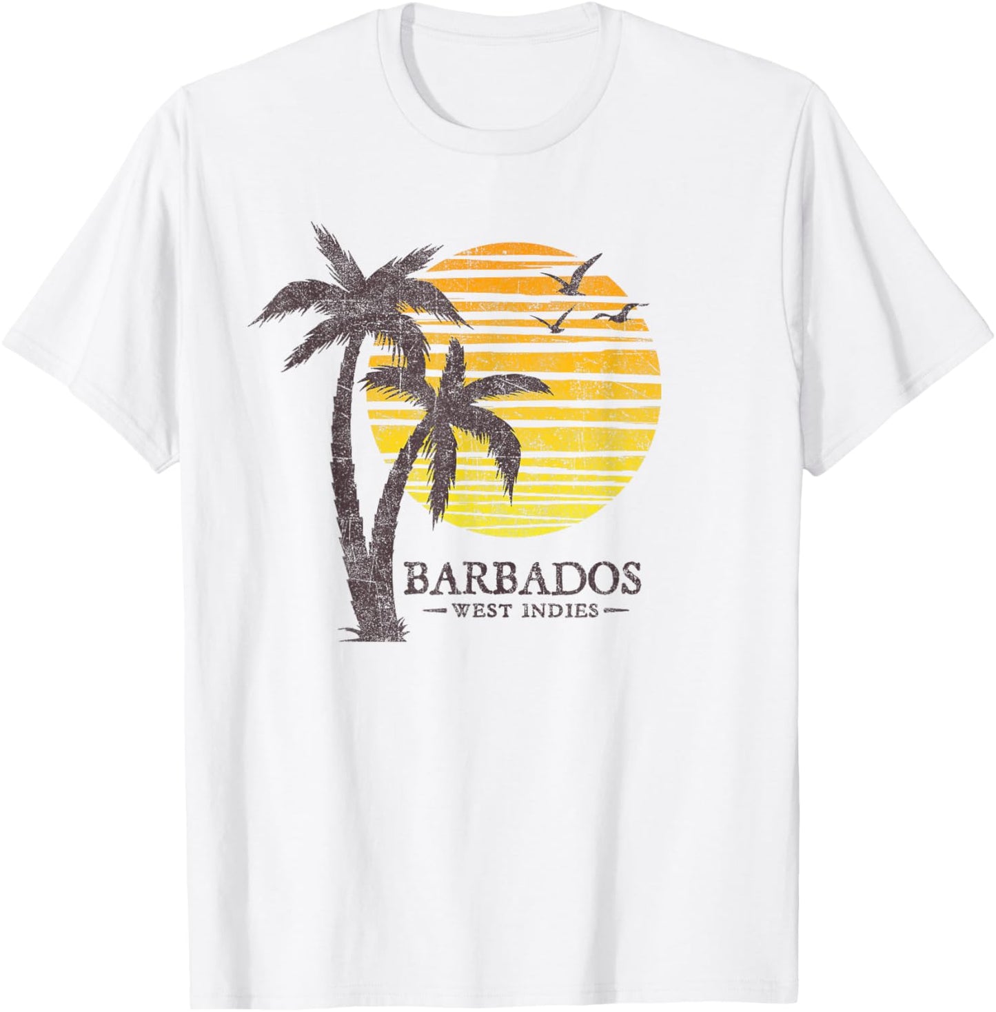 Vintage Barbados Beach Sunset Women Kids Retro Souvenir T-Shirt - T-Shirt | White