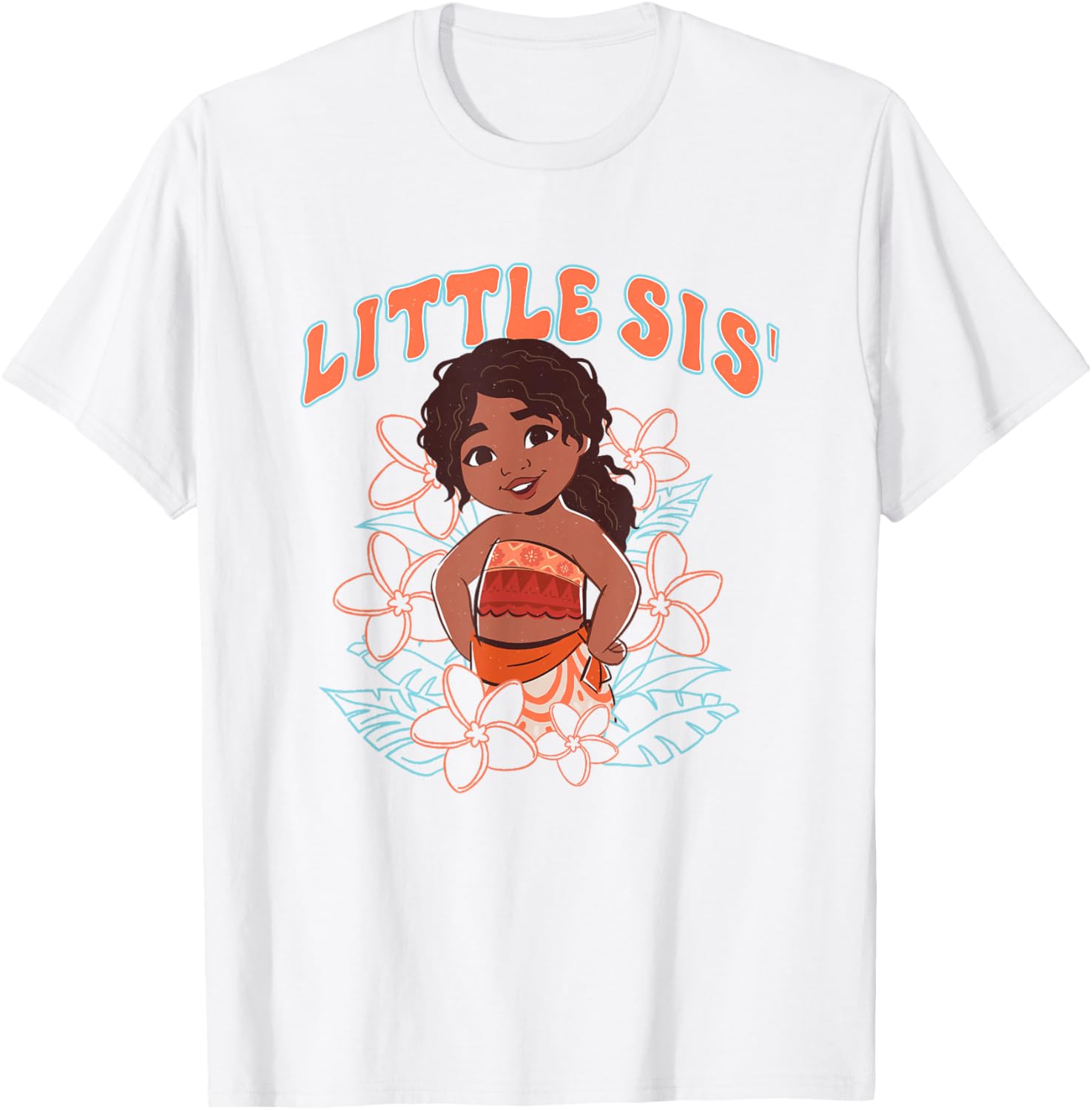 Disney Moana 2 Little Sis' Cute Simea Tropical Floral Logo T-Shirt - T-Shirt | White