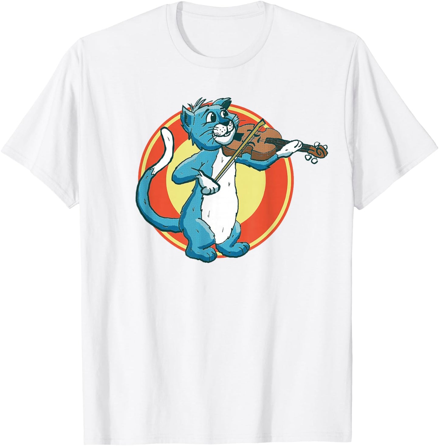 Cat Playing Violin Fiddle Alley Cat Music Violinist Funny T-Shirt - T-Shirt | White
