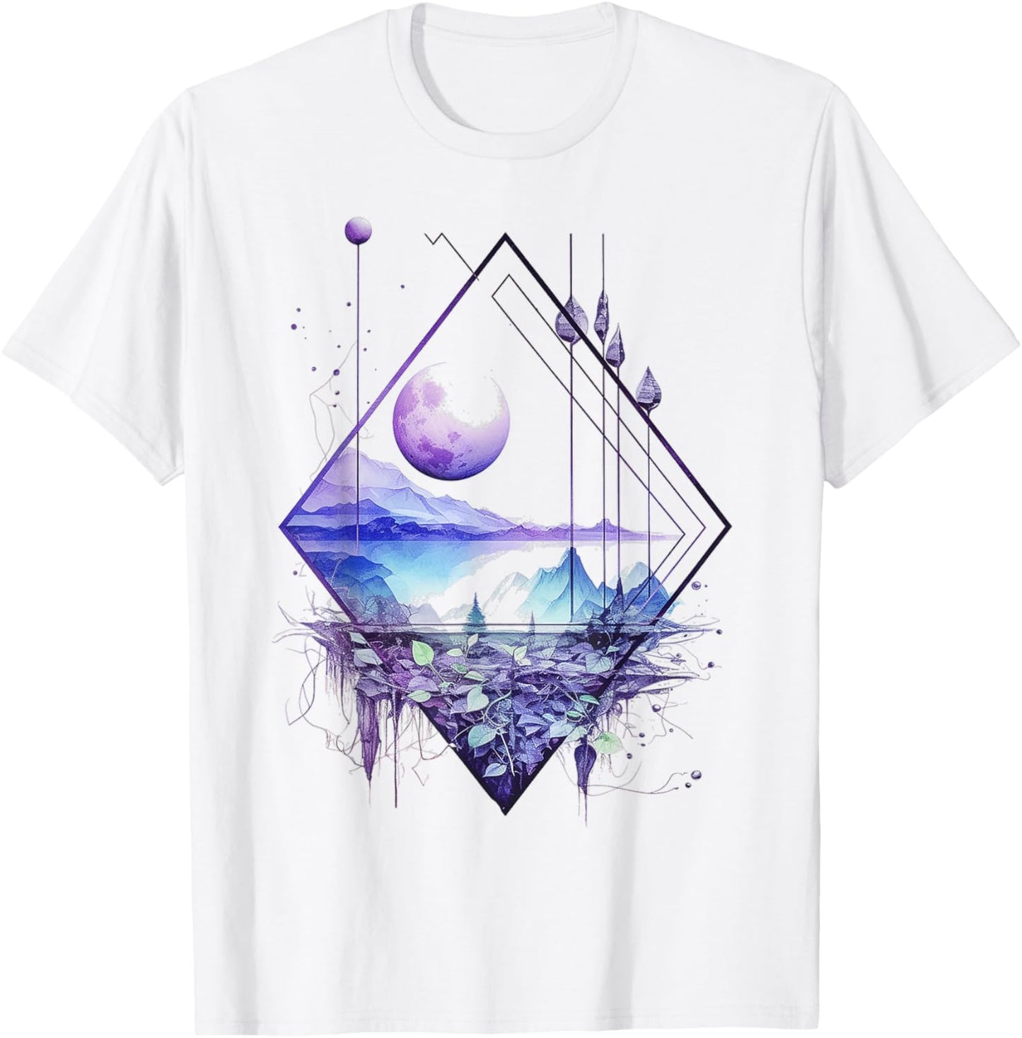 Nature Lover Polygon Art Geometric Abstract Graphic Nature T-Shirt - T-Shirt | White