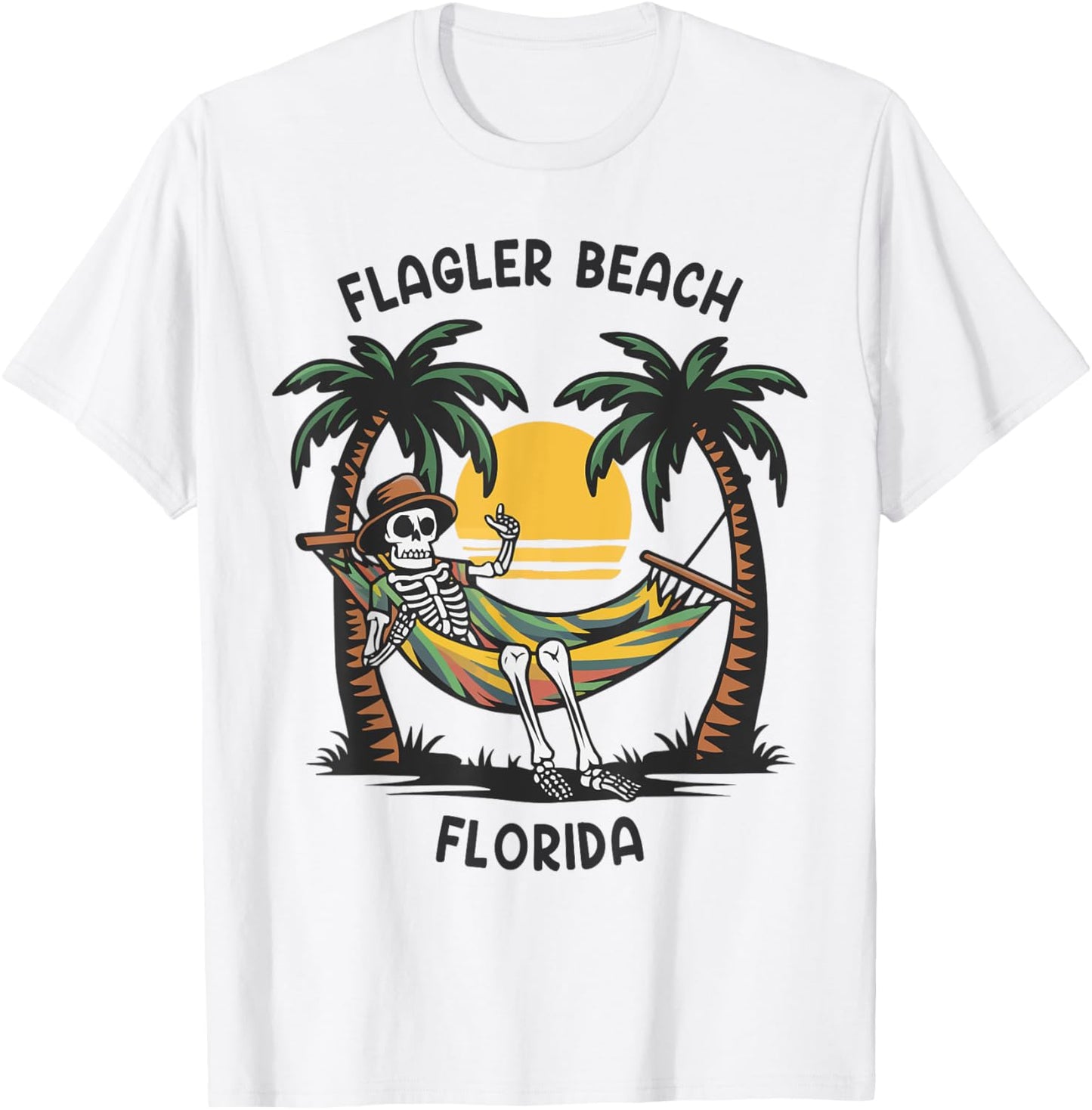 Vintage Flagler Beach Florida Palms FL Sunset Funny T-Shirt - T-Shirt | White